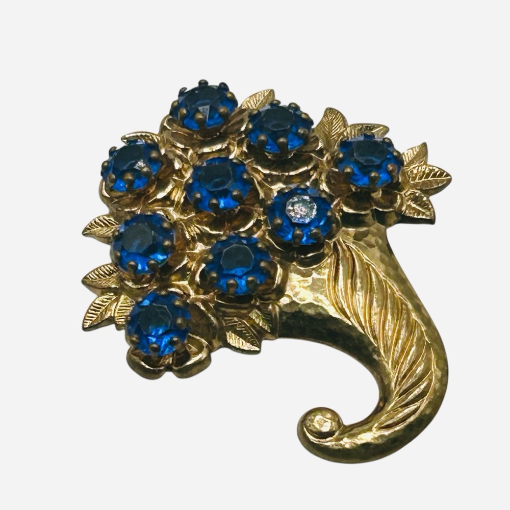 Vintage 1930โs Blue Lucite Cornucopia Brooch